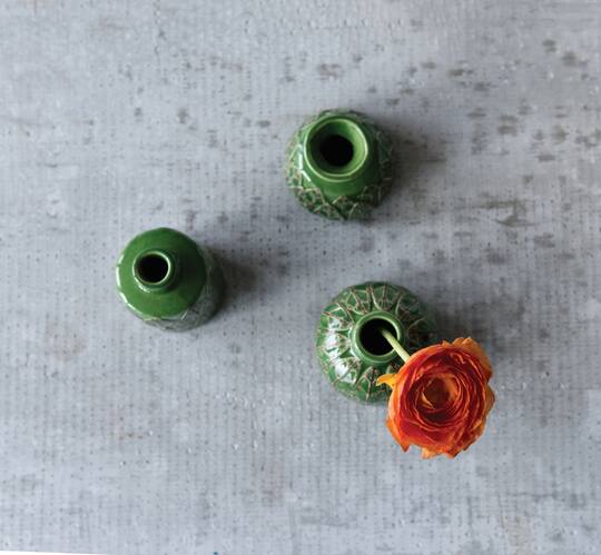 Hello Honey® Green Embossed Stoneware Vases Set
